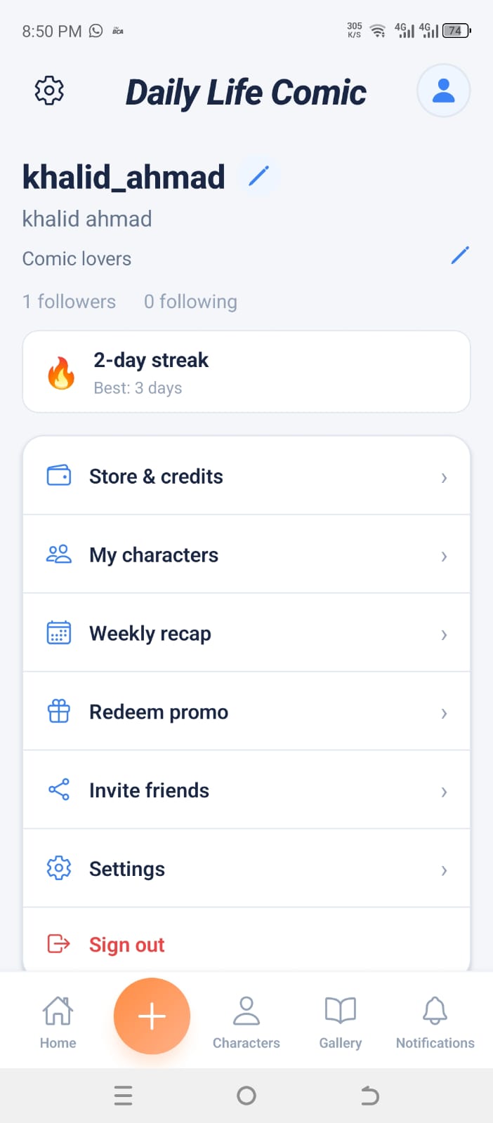 Profile settings
