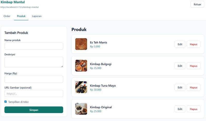 Products dashboard